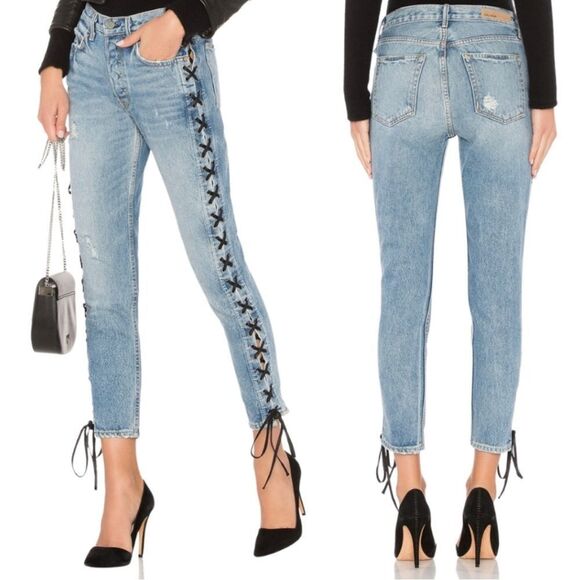 GRLFND Karolina Lace-Up Detail Jeans Size 28 - Picture 1 of 9